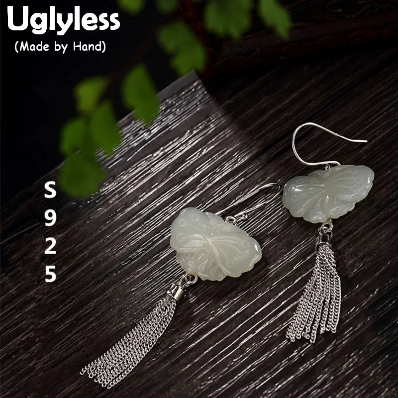 Uglyless 925 Sterling Silver Natural Jade Butterfly Earrings Women Silver Chains Tassels Earrings Ethnic Gemstones Insects Jewel
Uglyless 925 Sterling Silver Natural Jade Butterfly Earrings Women Silver Chains Tassels Earrings Ethnic Gemstones Insects Jewel