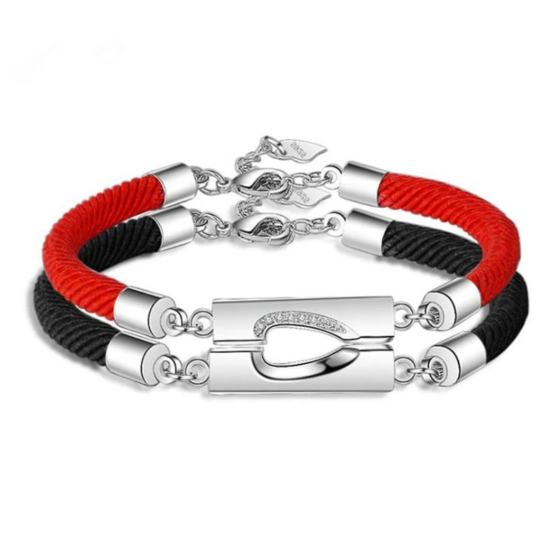 KOFSAC New Fashion Silver 925 Bracelets For Women Men Couple Lovers Shiny CZ Love Heart Pendant Jewelry Black Red Rope Bracelet
KOFSAC New Fashion Silver 925 Bracelets For Women Men Couple Lovers Shiny CZ Love Heart Pendant Jewelry Black Red Rope Bracelet