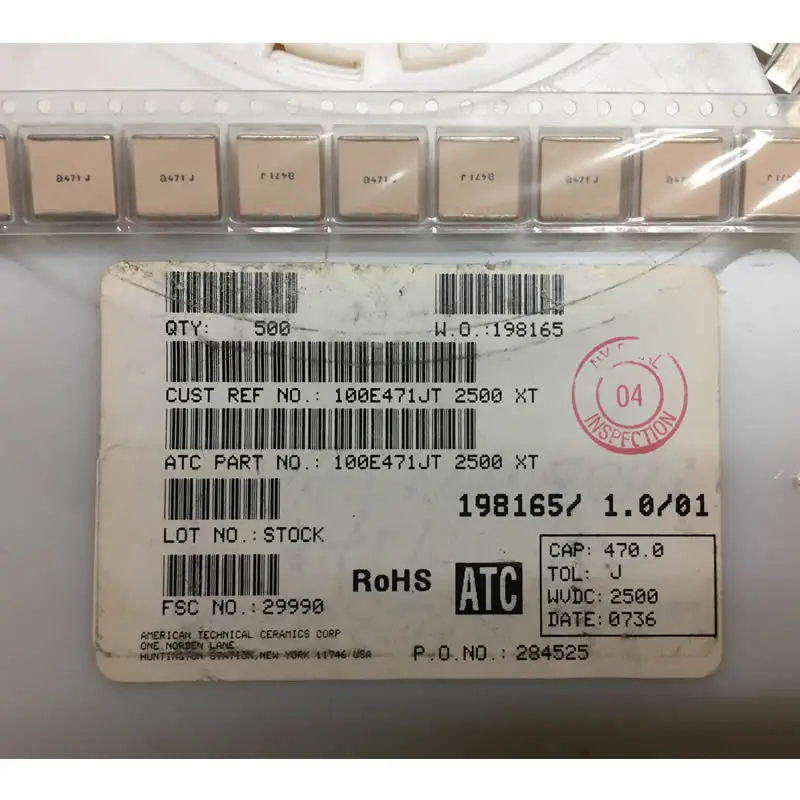 100E471JT2500XT CAP 470PF 2500V P90 Размер 3838 ATC Высокая мощность RF низкая ESR ESL напряжение тока