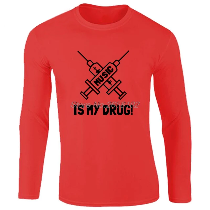 Мужская хлопковая футболка с длинным рукавом Music Is My Drug басами Mad Rock уличная