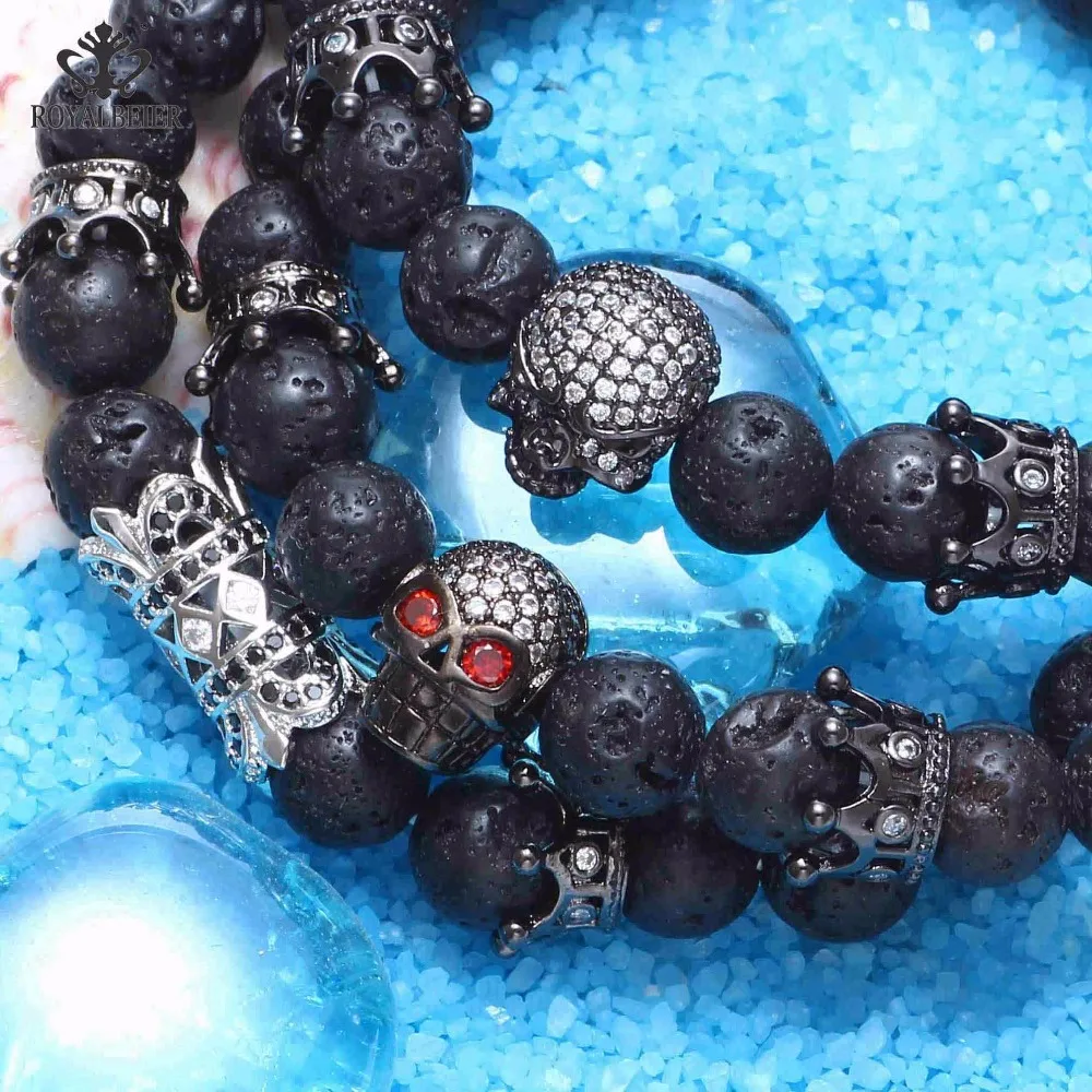 RoyalBeier New Fashion Natural Black Volcanic Stone With Rhinestone Jewelry Charm Bracelet Men & Women Crown Skull Bracelet
RoyalBeier New Fashion Natural Black Volcanic Stone With Rhinestone Jewelry Charm Bracelet Men & Women Crown Skull Bracelet