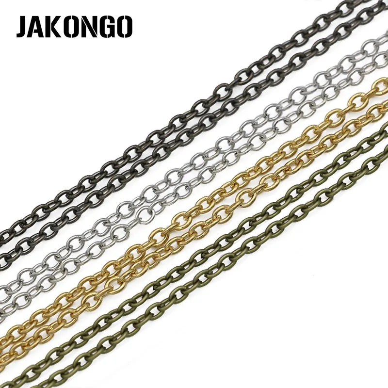 JAKONGO 6piece/lot 3mm*2mm Link Chains Golden/Gun Black/Antique Silver/Bronze Color Chains for Making Necklace Bracelet 50cm/pcs
JAKONGO 6piece/lot 3mm*2mm Link Chains Golden/Gun Black/Antique Silver/Bronze Color Chains for Making Necklace Bracelet 50cm/pcs