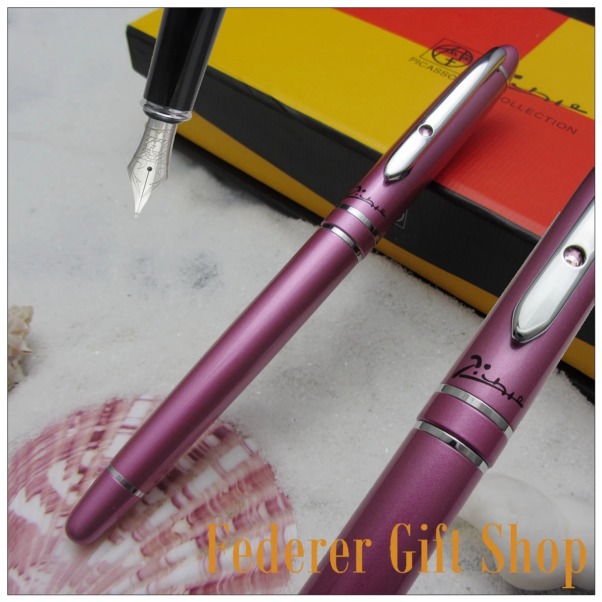 Picasso P608 Fountain Pen Gloss Rose red And Silver Diamond Clip F Nib metal case ink pen 6 Color Optional
Picasso P608 Fountain Pen Gloss Rose red And Silver Diamond Clip F Nib metal case ink pen 6 Color Optional