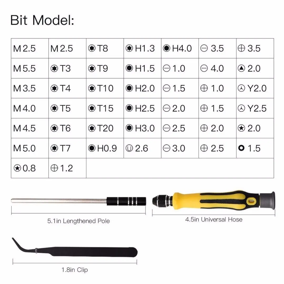 45 in 1 Precise Screwdriver tool Torx Screw Driver Cell Phone notebook Repair Tools Set Tweezers Mobile Kit tool sets
45 in 1 Precise Screwdriver tool Torx Screw Driver Cell Phone notebook Repair Tools Set Tweezers Mobile Kit tool sets