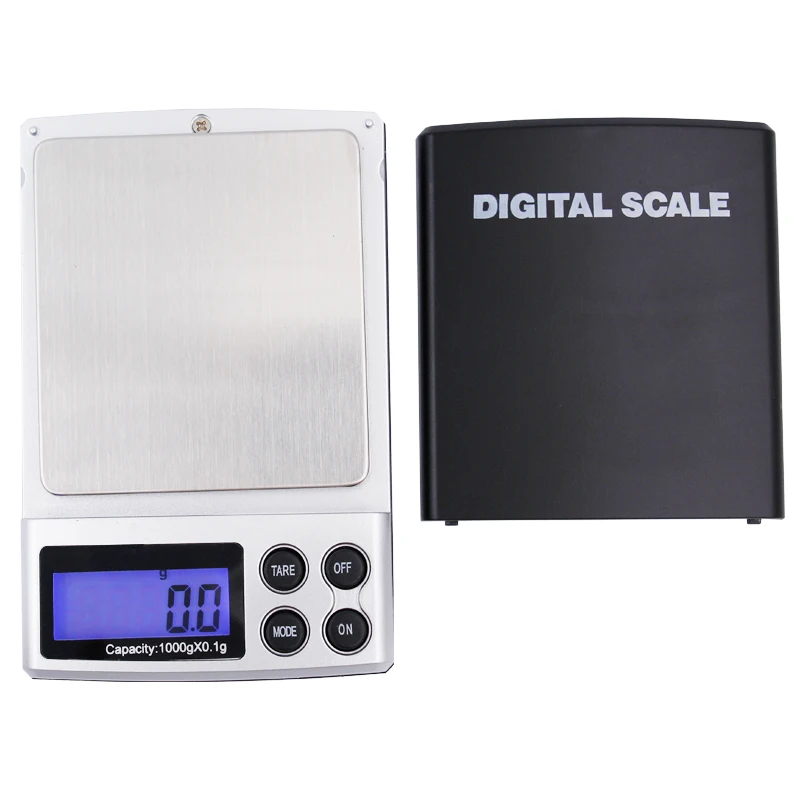 

100pcs by dhl fedex Mini LCD Electronic Digital 1000g 0.1g Kitchen Food Pocket Jewelry Weight 1kg Scale with leather case