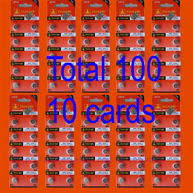 Щелочные батареи TIANQIU 100 шт. AG5 LR754 393 SR754SW|tianqiu batteries|393 batterylr754 battery |