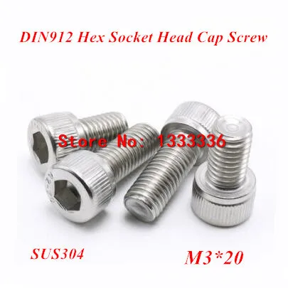 500pcs M3*20 Hex socket head cap screw, DIN912 304 stainless steel Hexagon Allen cylinder bolt, cup screws
500pcs M3*20 Hex socket head cap screw, DIN912 304 stainless steel Hexagon Allen cylinder bolt, cup screws