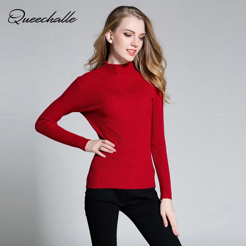 Women Knitted Pullovers Sweater Autumn Solid Turtleneck Long Sleeve Casual Slim Sweaters Tops Female Clothing Wine Red Color
Women Knitted Pullovers Sweater Autumn Solid Turtleneck Long Sleeve Casual Slim Sweaters Tops Female Clothing Wine Red Color