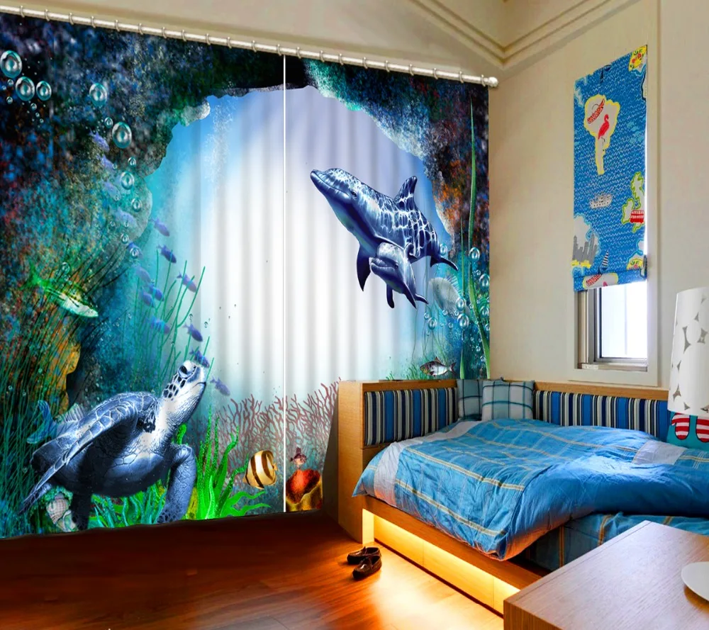 Photo curtains underwater world dolphin blackout bedroom curtains 3D painting curtain living room
Photo curtains underwater world dolphin blackout bedroom curtains 3D painting curtain living room