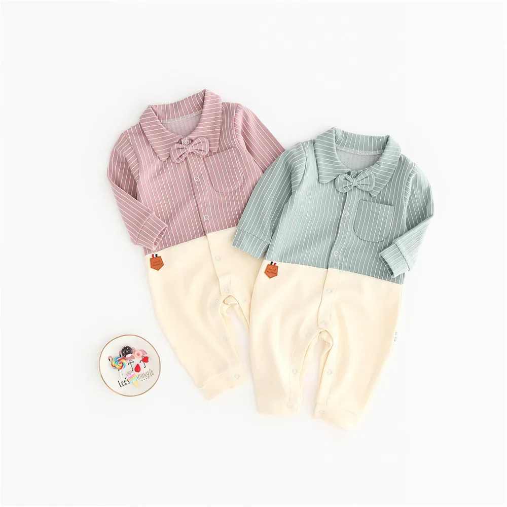 2.019 Spring Fashion Striped Gentleman Baby Clothes Long Sleeve Newborn Baby Boys Girls Climbing Jumpsuit Romper
2.019 Spring Fashion Striped Gentleman Baby Clothes Long Sleeve Newborn Baby Boys Girls Climbing Jumpsuit Romper