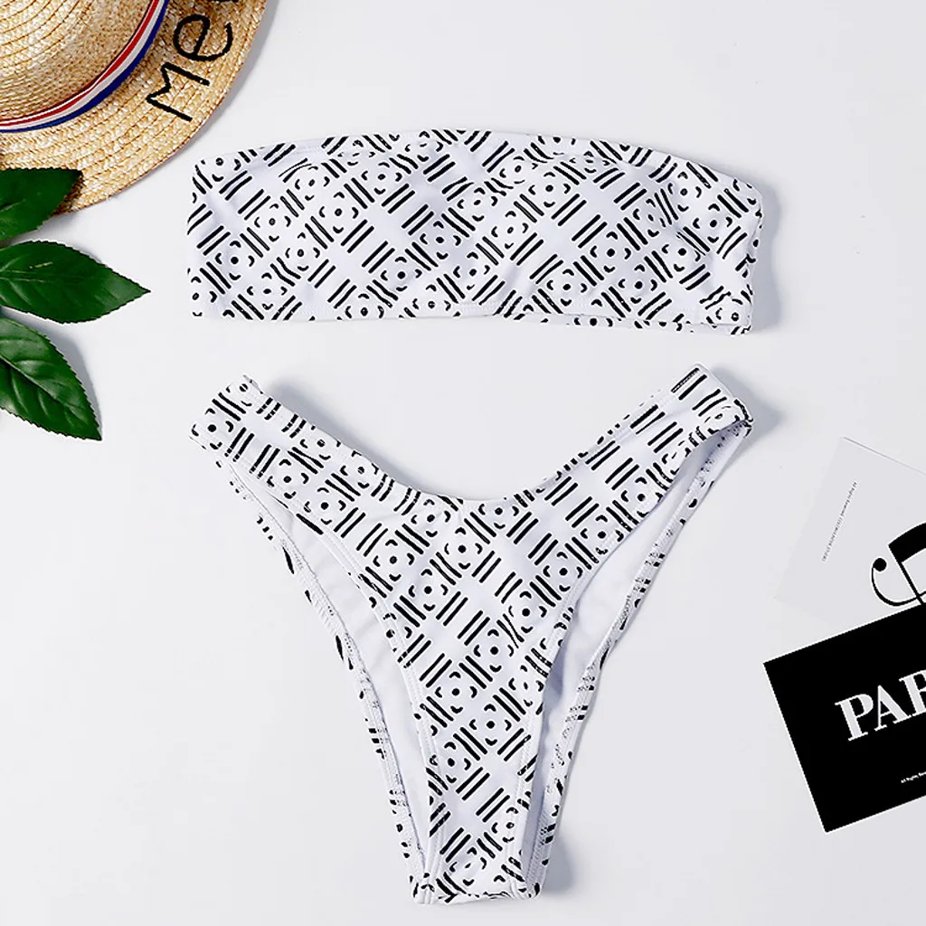 Swimwear Women 2019 Push Up Swimsuit Plus Size Beachwear Bikini Fashion Outdoor Sports Sexy Beach Summer Print Stripe Set | Спорт и