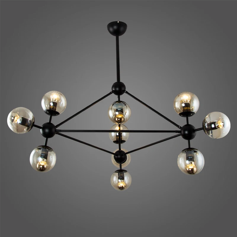 Postmodern magic bean glass black chandelier American wrought iron glass ball personality round restaurant living room chandelie
Postmodern magic bean glass black chandelier American wrought iron glass ball personality round restaurant living room chandelie