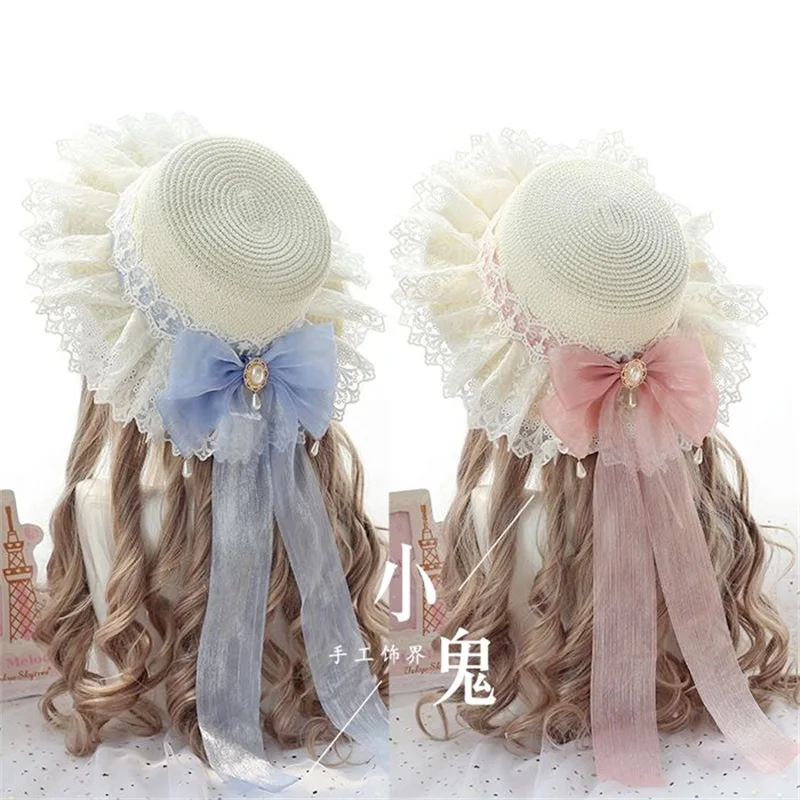 Kawaii Princess Mori Girl Summer Straw Hats Women Beach Sun Hat Japanese Lolita Lace Bow Ribbon Round Flat Top Female Headwear
Kawaii Princess Mori Girl Summer Straw Hats Women Beach Sun Hat Japanese Lolita Lace Bow Ribbon Round Flat Top Female Headwear