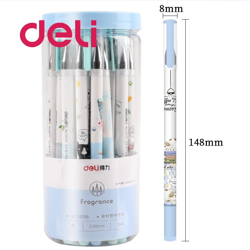 

Deli 24PCS Color Pen 0.35MM Gel Pens cartoon water full needle Pen Boligrafos Kawaii Canetas Escolar Cute Korean Stationery