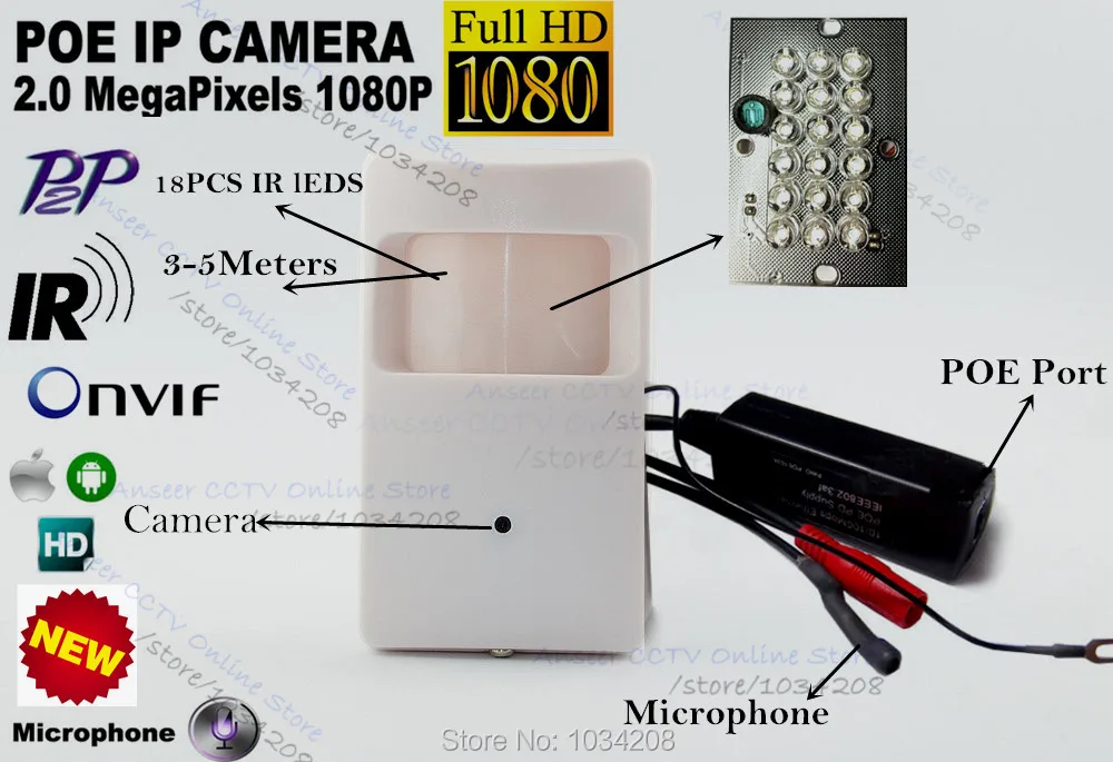 Onvif HD 1080P Pir POE IR Camera Pir Motion Detector Pin hole Camera Pir Style Ip Camera Covert POE PIR IP Camera Audio
Onvif HD 1080P Pir POE IR Camera Pir Motion Detector Pin hole Camera Pir Style Ip Camera Covert POE PIR IP Camera Audio