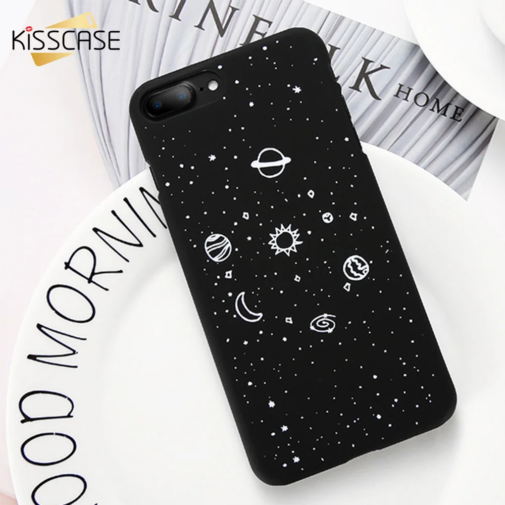 KISSCASE космический мультяшный чехол для iPhone 5 5S SE милый черный с рисунком планеты X 10
