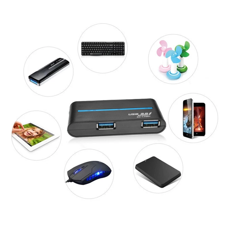 Mini High Speed 4 Port USB 3.0 HUB Adapter 180 Degree Rotary Portable Connector HUB Splitter For Laptop PC Tablet Black
Mini High Speed 4 Port USB 3.0 HUB Adapter 180 Degree Rotary Portable Connector HUB Splitter For Laptop PC Tablet Black