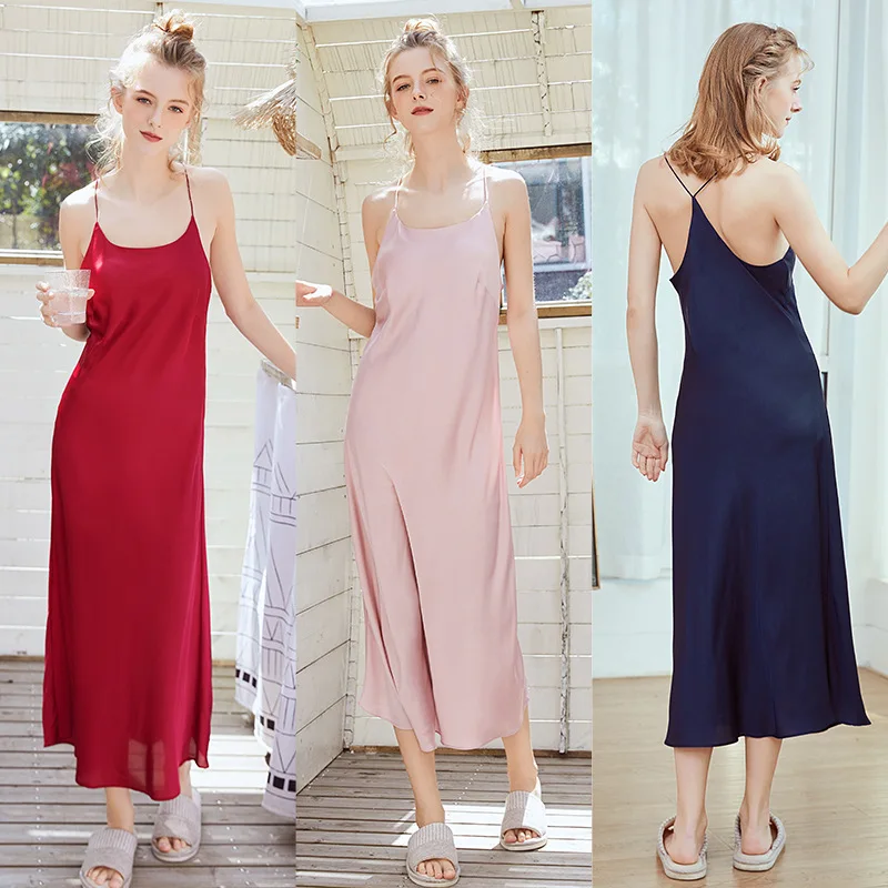 Women Long Sexy Nightwear Satin Silk Sleepwear Sleeveless Sleepshirts Ankle Length Nightdress Lingerie Night Wear Dress Gown
Women Long Sexy Nightwear Satin Silk Sleepwear Sleeveless Sleepshirts Ankle Length Nightdress Lingerie Night Wear Dress Gown