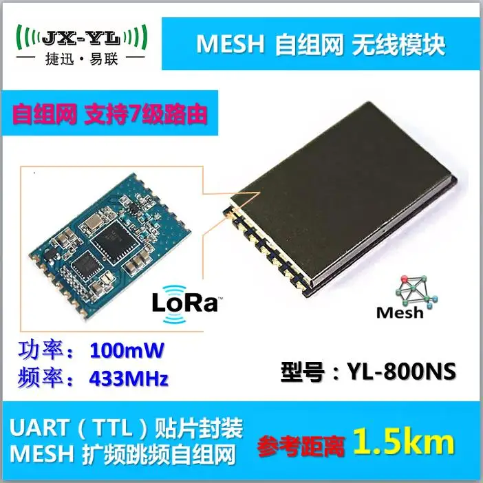 For MESH Wireless self-organizing module 2-3km transmission Sx1278 LoRa spread network module
For MESH Wireless self-organizing module 2-3km transmission Sx1278 LoRa spread network module