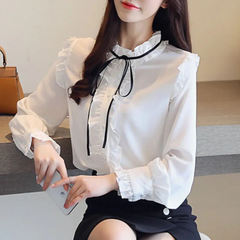 Real Shot 2019 Spring New Chiffon Shirt Long Sleeve Wild Loose Ruffled Bow Tops Women Models
Real Shot 2019 Spring New Chiffon Shirt Long Sleeve Wild Loose Ruffled Bow Tops Women Models