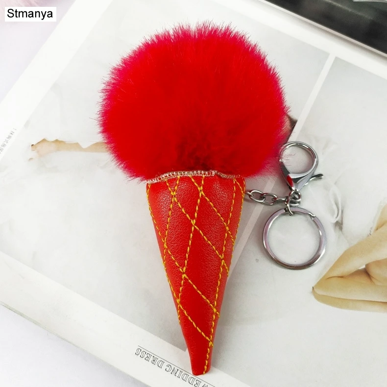 Leather ice cream Key Chain Solid color Faux Fur Pompom Keychain Lovely Car Key Ring Women New Bag Charm Accessories K1665
Leather ice cream Key Chain Solid color Faux Fur Pompom Keychain Lovely Car Key Ring Women New Bag Charm Accessories K1665