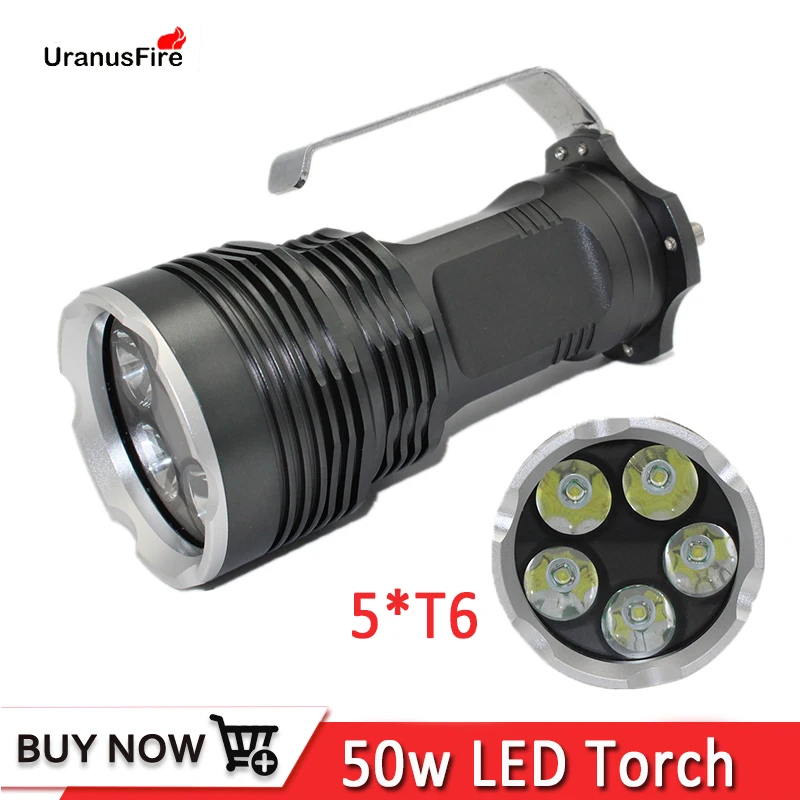 High Brightness 5 T6 Flashlight 5200LM LED Portable Torch 18650 Lighting For Camping Search Fishing Waterproof 50w LED Torch
High Brightness 5 T6 Flashlight 5200LM LED Portable Torch 18650 Lighting For Camping Search Fishing Waterproof 50w LED Torch