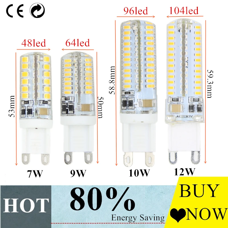 

Hight power G9 G4 led corn lamp AC220V 3014 7w 9w 10w 12W 2835LED Crystal Silicone Candle Replace 20-40W halogen lamps free