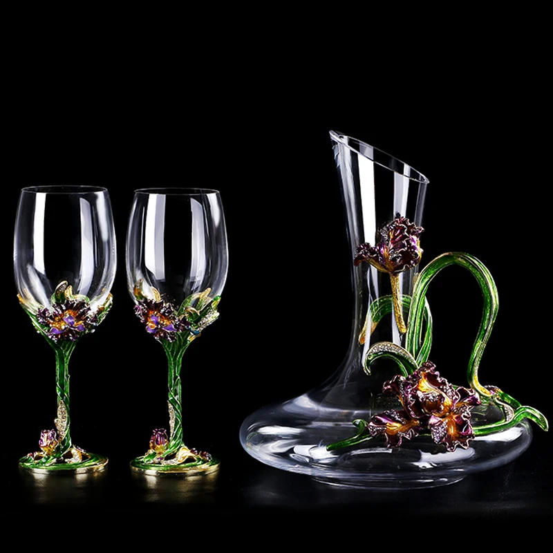Selected Enamel Crystal Red Wine Cup Glass Decanter Set High Foot Cup High-end Wedding Gift Glass Cups Glassware Metal Hand
Selected Enamel Crystal Red Wine Cup Glass Decanter Set High Foot Cup High-end Wedding Gift Glass Cups Glassware Metal Hand