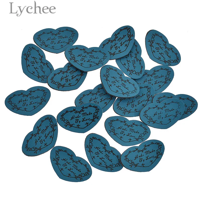 Lychee Life 20 шт. бирки ручной работы в форме сердца из искусственной кожи цветные
