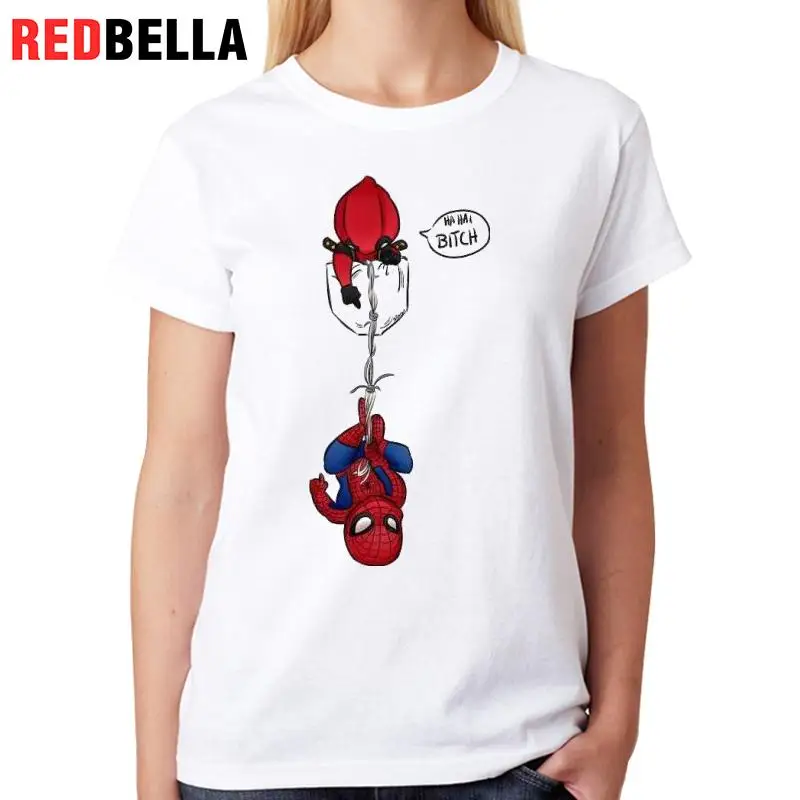 REDBELLA Marvel Graphic футболки женские комиксов Человек паук герои Милый Забавный