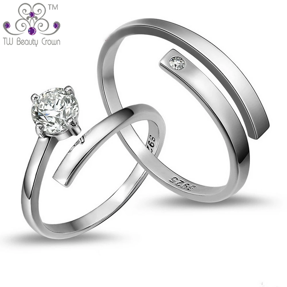 Genuine 925 Sterling Silver One Pair White Zirconia Simple Design Resizable Lovers Rings For Men & Women Couples Wedding Jewelry
Genuine 925 Sterling Silver One Pair White Zirconia Simple Design Resizable Lovers Rings For Men & Women Couples Wedding Jewelry