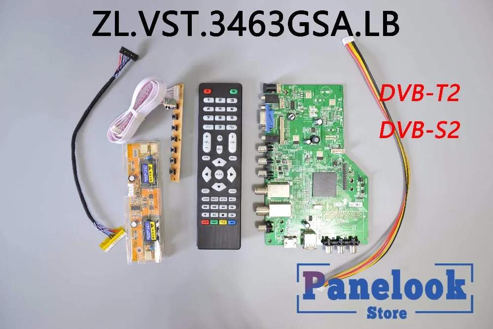 ZL.VST.3463GSA.LB Universal Digital Driver Board Supports DVB-T2 DVB-S2 DVB-C+7 Key +4 Lamp Inverter+LVDS Without CI Card | Электроника