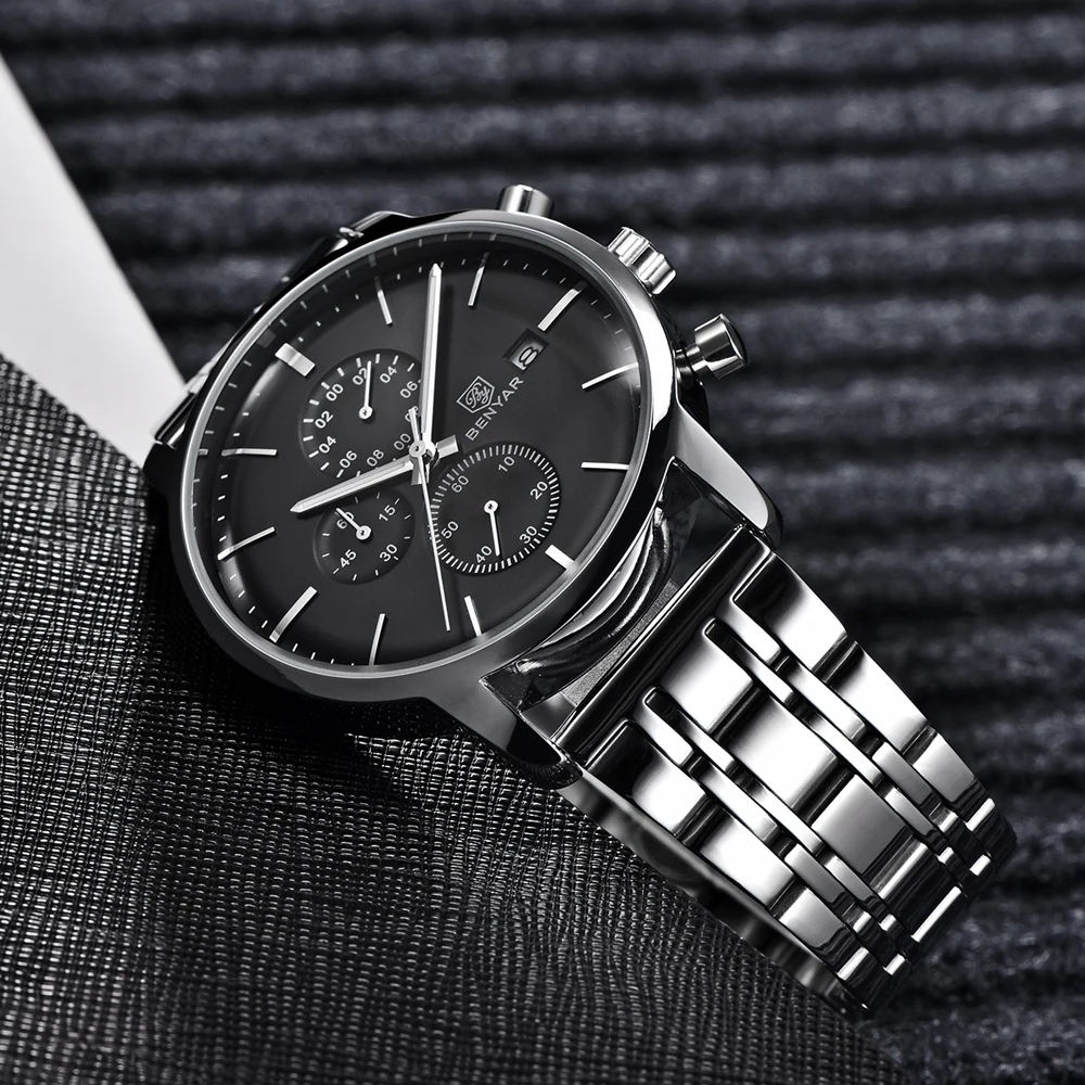 BENYAR Mens Watches Business Full Steel Quartz Top Brand Luxury Casual Waterproof Leather Sports Male Clock Wristwatch Relogio
BENYAR Mens Watches Business Full Steel Quartz Top Brand Luxury Casual Waterproof Leather Sports Male Clock Wristwatch Relogio