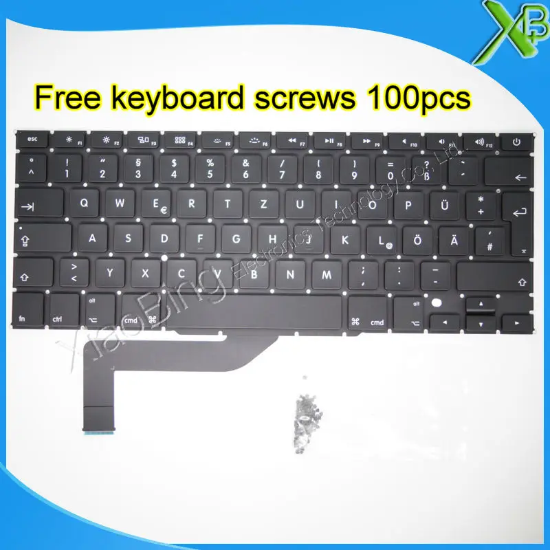 Brand New German Deutsch QWERTZ Tastatur Keyboard+100pcs keyboard screws For MacBook Pro Retina 15.4" A1398 2013-2015 Years
Brand New German Deutsch QWERTZ Tastatur Keyboard+100pcs keyboard screws For MacBook Pro Retina 15.4" A1398 2013-2015 Years