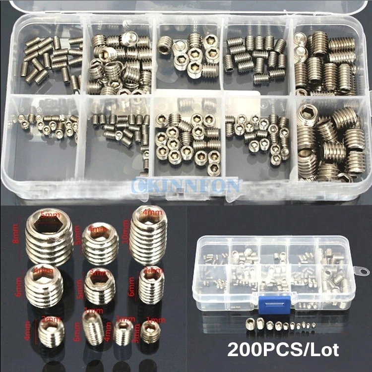DHL 50Set *200pcs/set 304 Stainless Steel Allen Head Socket Hex Set Grub Screw Cup Point Assortment
DHL 50Set *200pcs/set 304 Stainless Steel Allen Head Socket Hex Set Grub Screw Cup Point Assortment