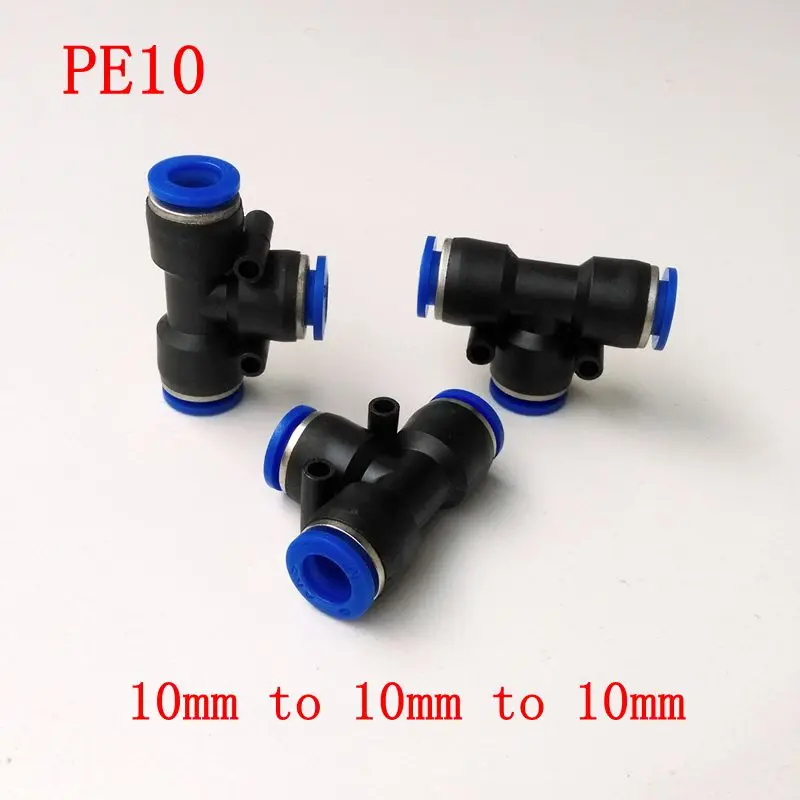 10pcs/lot Pneumatic Air Fitting 10mm to 10mm to 10mm T Shape Quick Fitting Connector PE10
10pcs/lot Pneumatic Air Fitting 10mm to 10mm to 10mm T Shape Quick Fitting Connector PE10