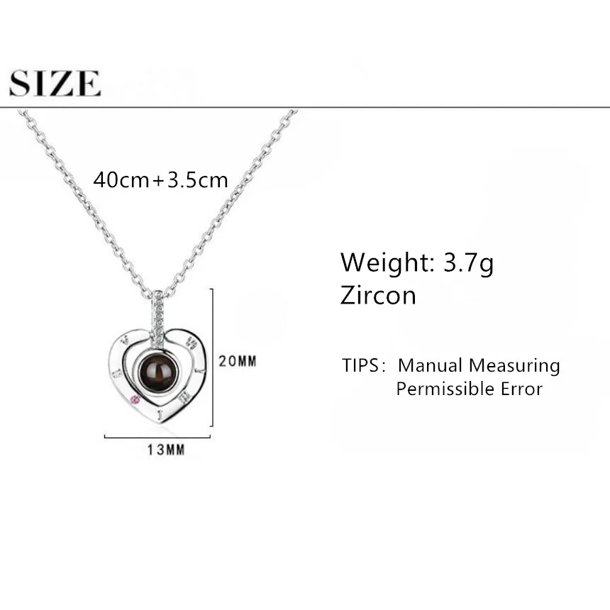 100 Projection Language Zircon Heart Pendants Necklaces For Women Trend Short Clavicle Chain 925 Sterling Silver Jewelry SAN117
100 Projection Language Zircon Heart Pendants Necklaces For Women Trend Short Clavicle Chain 925 Sterling Silver Jewelry SAN117