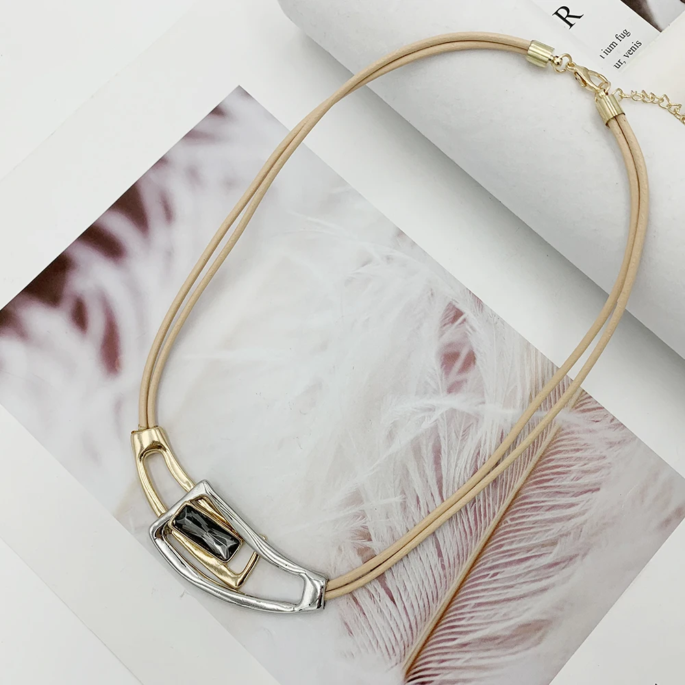 Женское Ожерелье чокер с кожаной цепочкой 4 цвета|chokers necklaces for women|choker fashion necklaceschoker