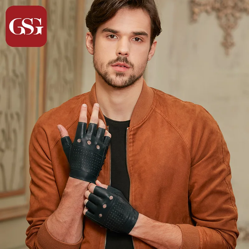 Мужские кожаные перчатки без пальцев подкладки для вождения|leather driving gloves|mens leather