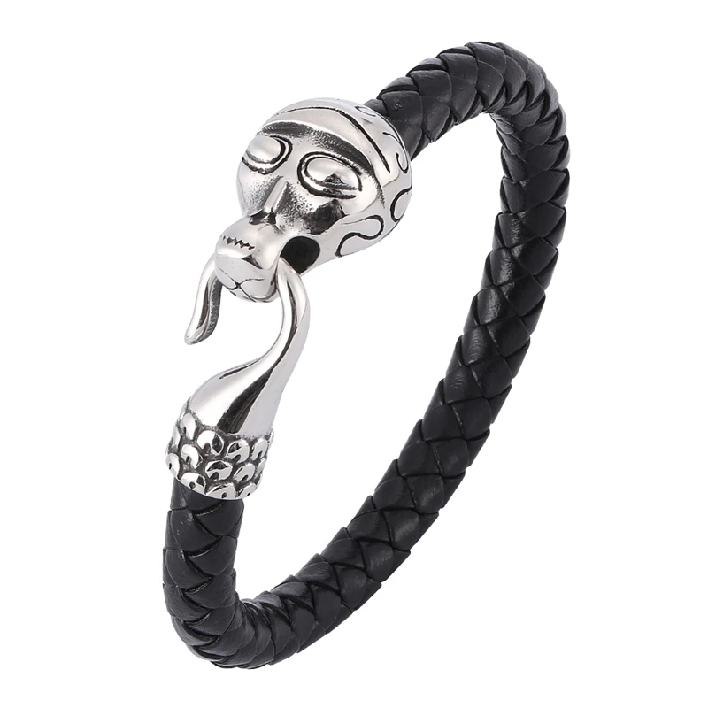 New Fashion Men Jewelry Punk Black Brown Braided Leather Stainless Steel Bracelet Male Abstract Animal Bracelet Wristband SP0387
New Fashion Men Jewelry Punk Black Brown Braided Leather Stainless Steel Bracelet Male Abstract Animal Bracelet Wristband SP0387