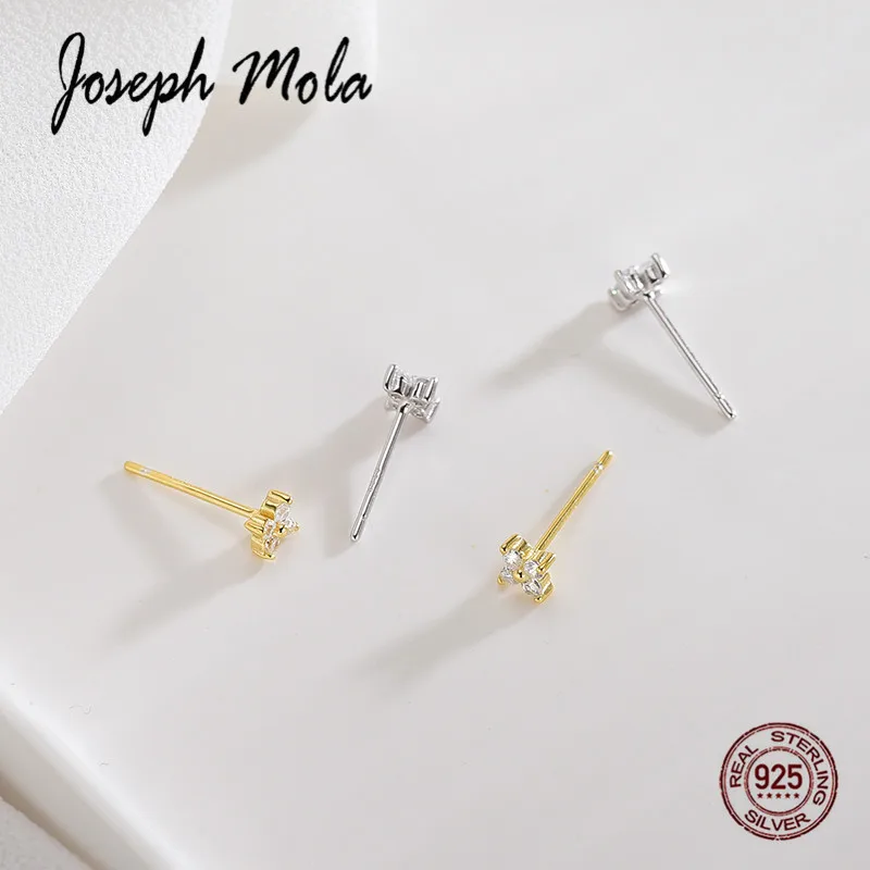Joseph Mola 100% 925 пробы серебряные милые маленькие золотые цветовые серьги с цирконием