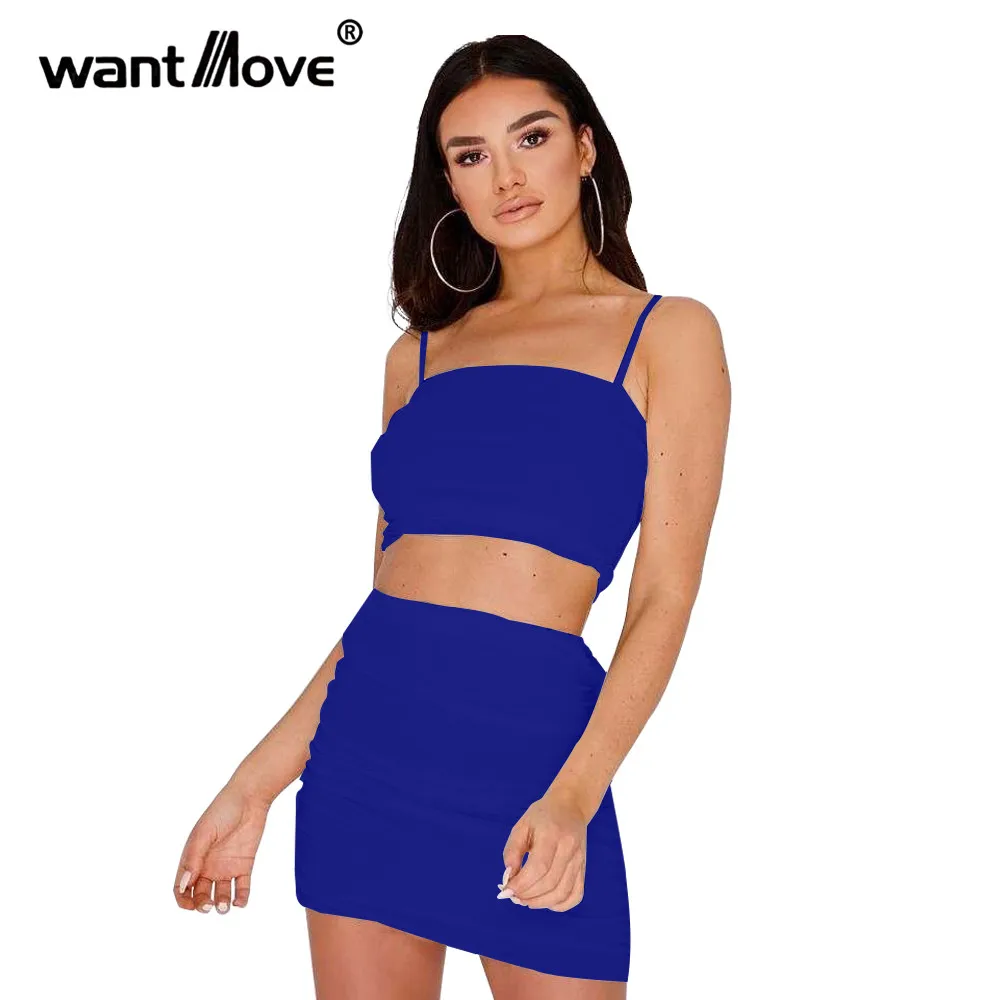 Wantmove women sexy summer solid spaghetti strap sleeveless crop top ruched bodycon club party skirt two piece sets JZ433
Wantmove women sexy summer solid spaghetti strap sleeveless crop top ruched bodycon club party skirt two piece sets JZ433