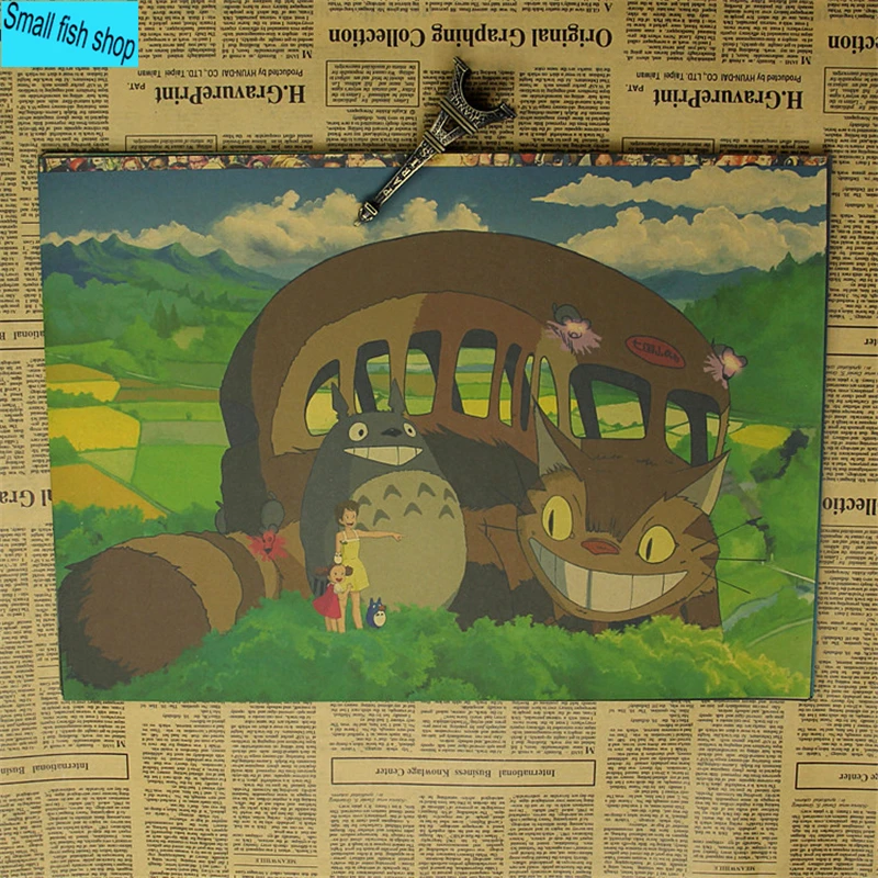 Мой сосед Тоторо Миядзаки Хаяо японская аниме пленка украшение для дома Постер