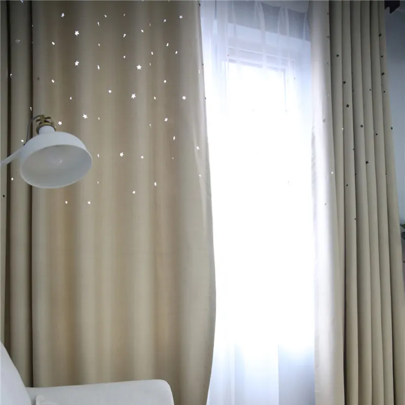 Shading simple solid color hollow stars finished curtains bedroom living room children's room Bay window custom curtains 0198
Shading simple solid color hollow stars finished curtains bedroom living room children's room Bay window custom curtains 0198
