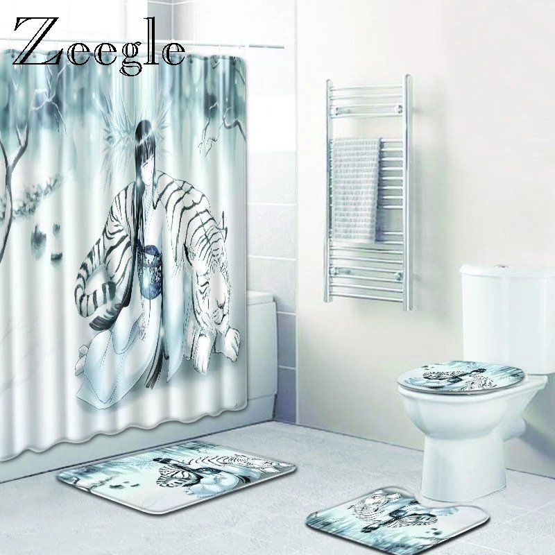 Zeegle Tiger Printed Bathroom Bath Mats with Shower Curtain Non Slip Shower Room Bath Carpet Toilet Floor Mat Bathroom Rugs
Zeegle Tiger Printed Bathroom Bath Mats with Shower Curtain Non Slip Shower Room Bath Carpet Toilet Floor Mat Bathroom Rugs