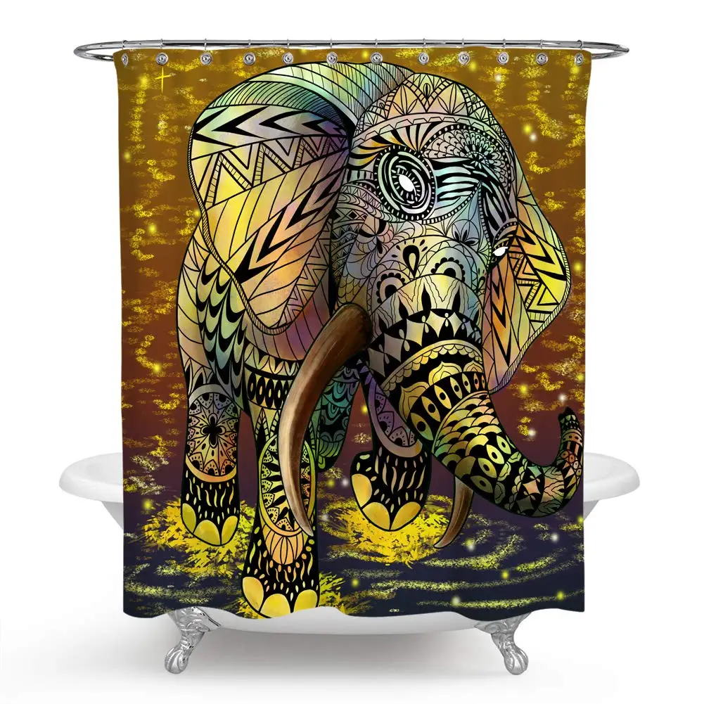 Colorful Elephant Bohemian Abstract Design Shower Curtain Set with Hooks for Bathroom Decor
Colorful Elephant Bohemian Abstract Design Shower Curtain Set with Hooks for Bathroom Decor