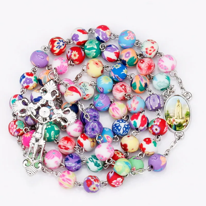 12PCS Colorful Polymer Clay Beads Rosary Necklace Alloy Cross Virgin Mary Centrepieces Christian Catholic Religious Jewelry
12PCS Colorful Polymer Clay Beads Rosary Necklace Alloy Cross Virgin Mary Centrepieces Christian Catholic Religious Jewelry