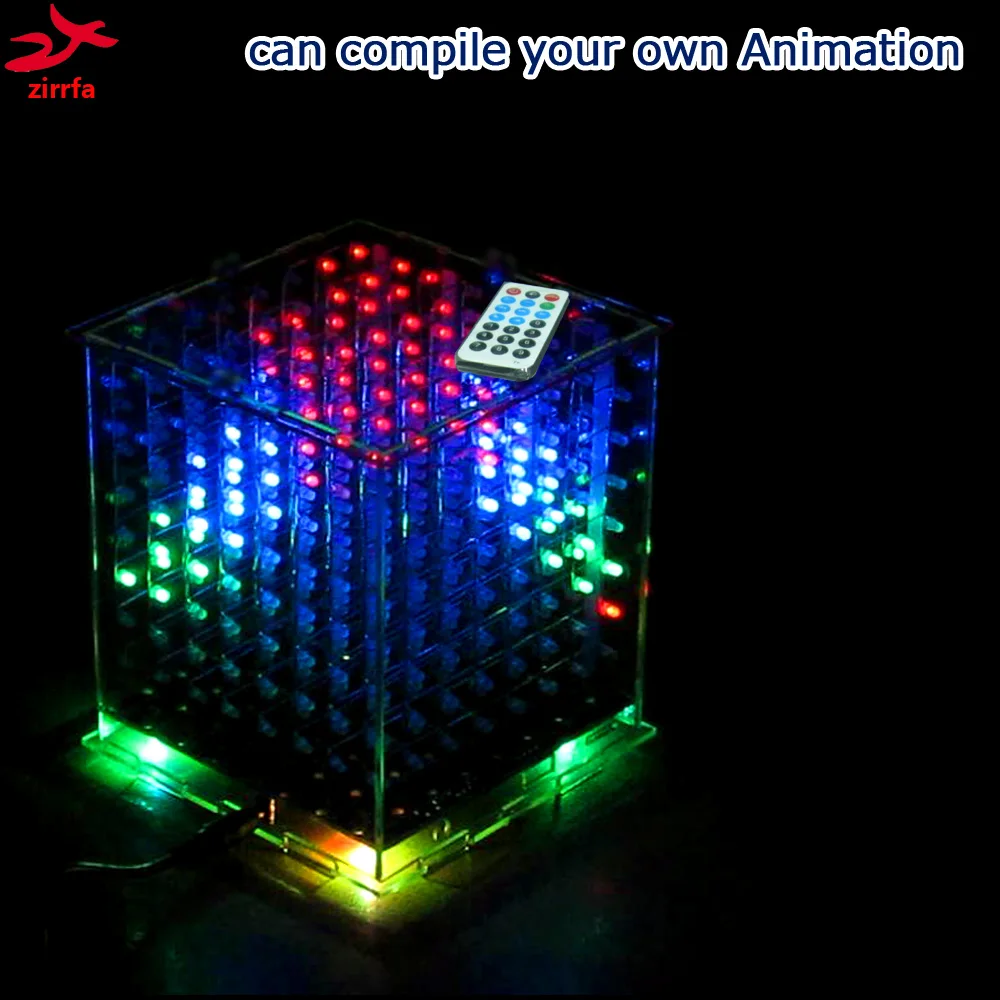3D8 Многоцветный 8x8x8 led Электронный свет cubeeds diy набор со светодиодным музыкальным