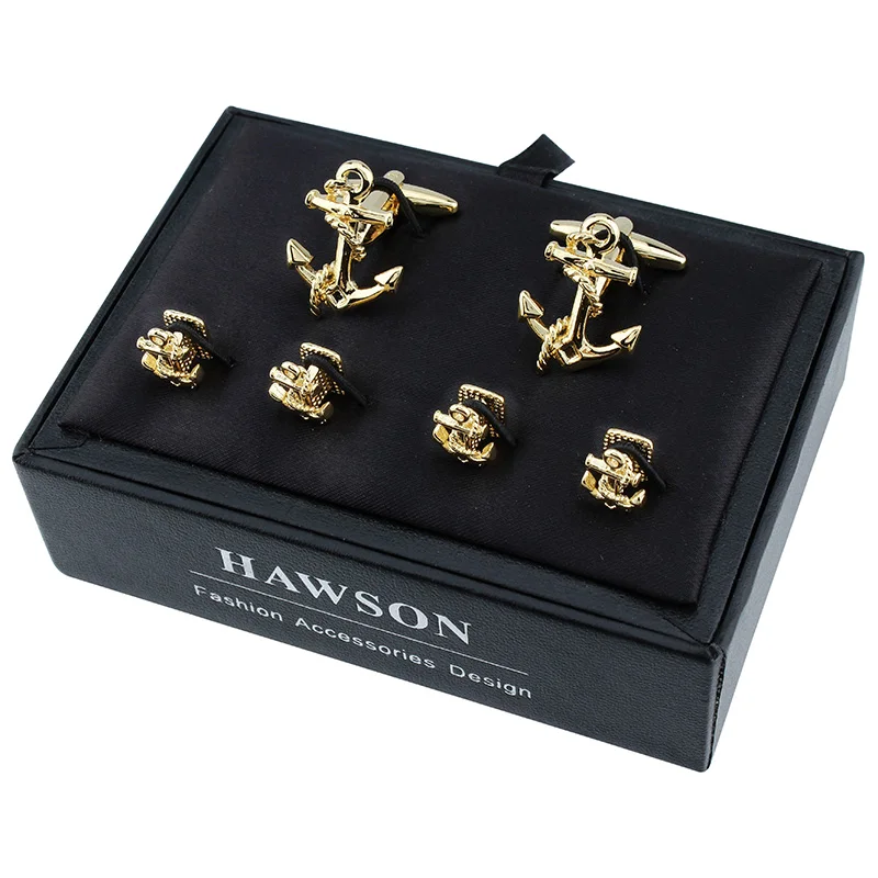 Anchor Cuff Links&Studs Set for Tuxedo Shirt Gold Color Plated Metal Cuff Links Exquisite Wedding Jewelry
Anchor Cuff Links&Studs Set for Tuxedo Shirt Gold Color Plated Metal Cuff Links Exquisite Wedding Jewelry