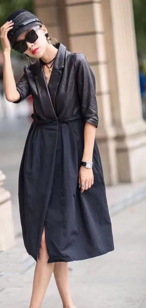 Genuine leather autumn 2019 fifth half sleeve outerwear sheepskin dresses patchwork for woman black xxxl 2xl 3xl
Genuine leather autumn 2019 fifth half sleeve outerwear sheepskin dresses patchwork for woman black xxxl 2xl 3xl
